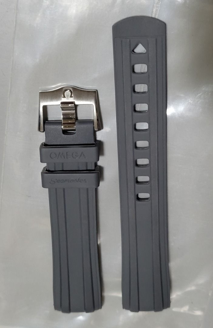 Omega Seamaster Rubber Strap in Anthracite Dark Grey Curved Ends