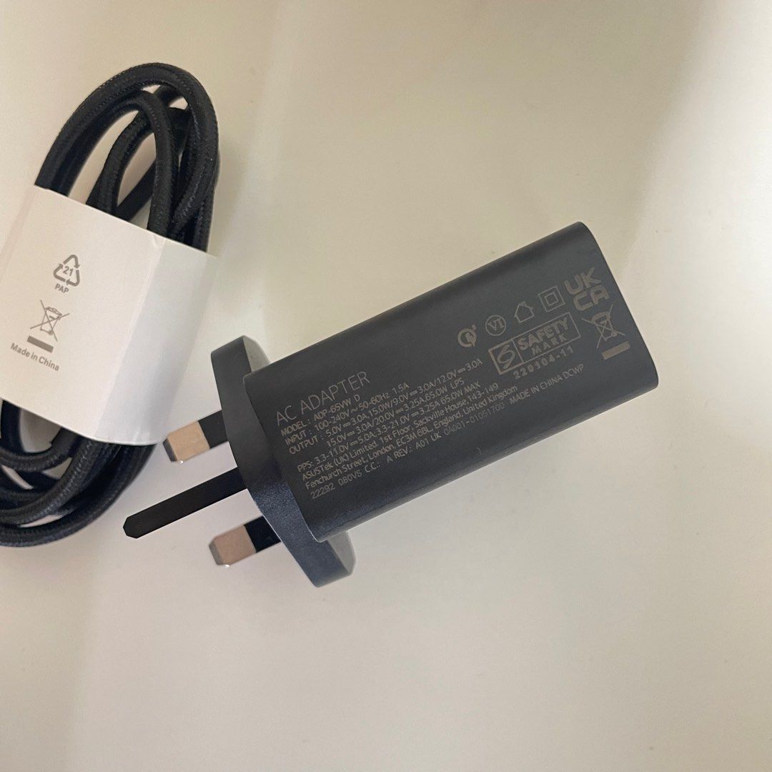 Original ROG 65W charger & 1.8m usb-c cable, Mobile Phones & Gadgets ...
