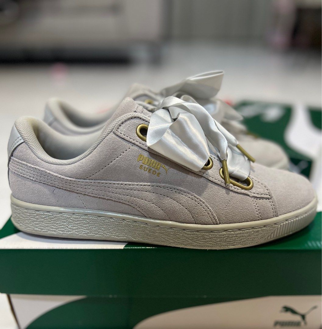 Puma basket heart grey suede outlet