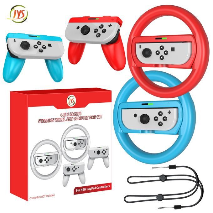 Nintendo Racing Controller Racing Steering Wheel and Comfort Grip Kit for Nintendo Switch Joypad ...