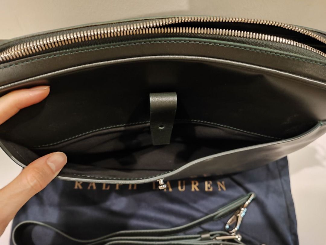 Ralph Lauren Black Leather Messenger Shoulder Crossbody Sling Bag