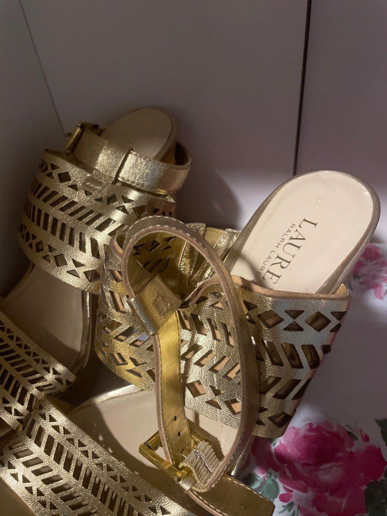 Ralph Lauren Gold Wedges