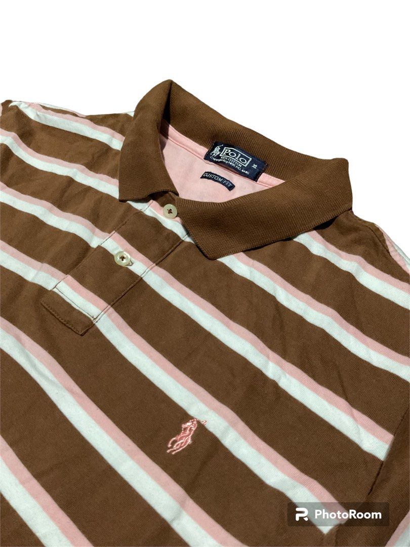 Ralph Lauren Polo Shirt (Category: Tshirts & Polo Shirts ) located in Pasig City. Submitted by charles_temporal (Listing ID 1276513562, Image 2). Description: Excellent Condtion. XL on tag. Pink and Brown color, color rate 10/10. Pre-loved. Dimes: 21.5W x 28L Front, 31L Back Payment via gcash or Lalamove COP Delivery options: Lalamove, J&T, LBC Loc: Pasig-Marikina but can ship nationwide..