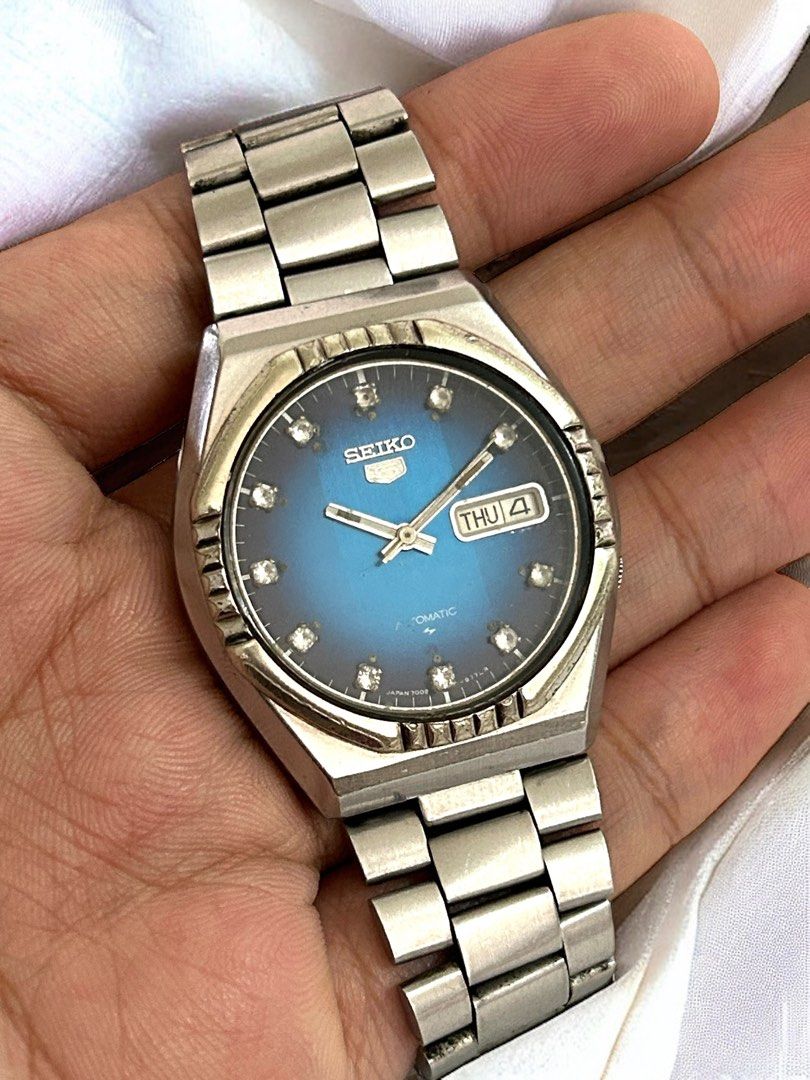 RARE JDM Seiko 5 Gradient Blue Dial 1989 Stainless Steel Gerald