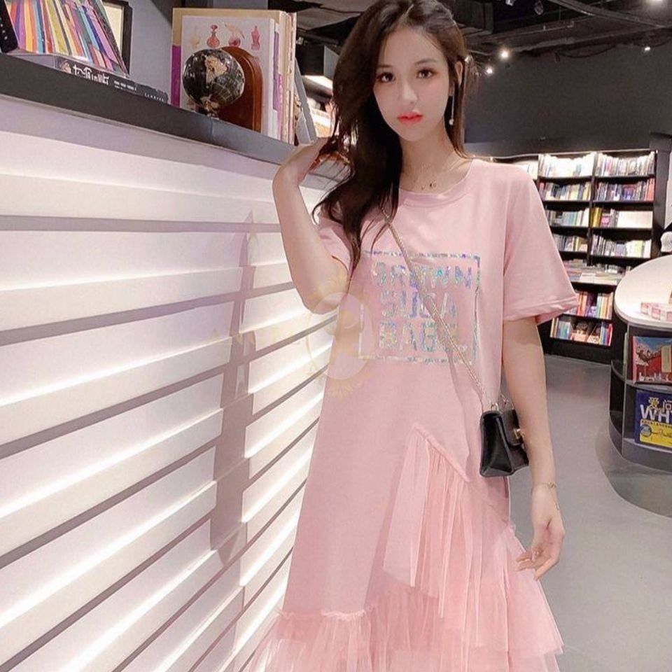 casual korean pink dress