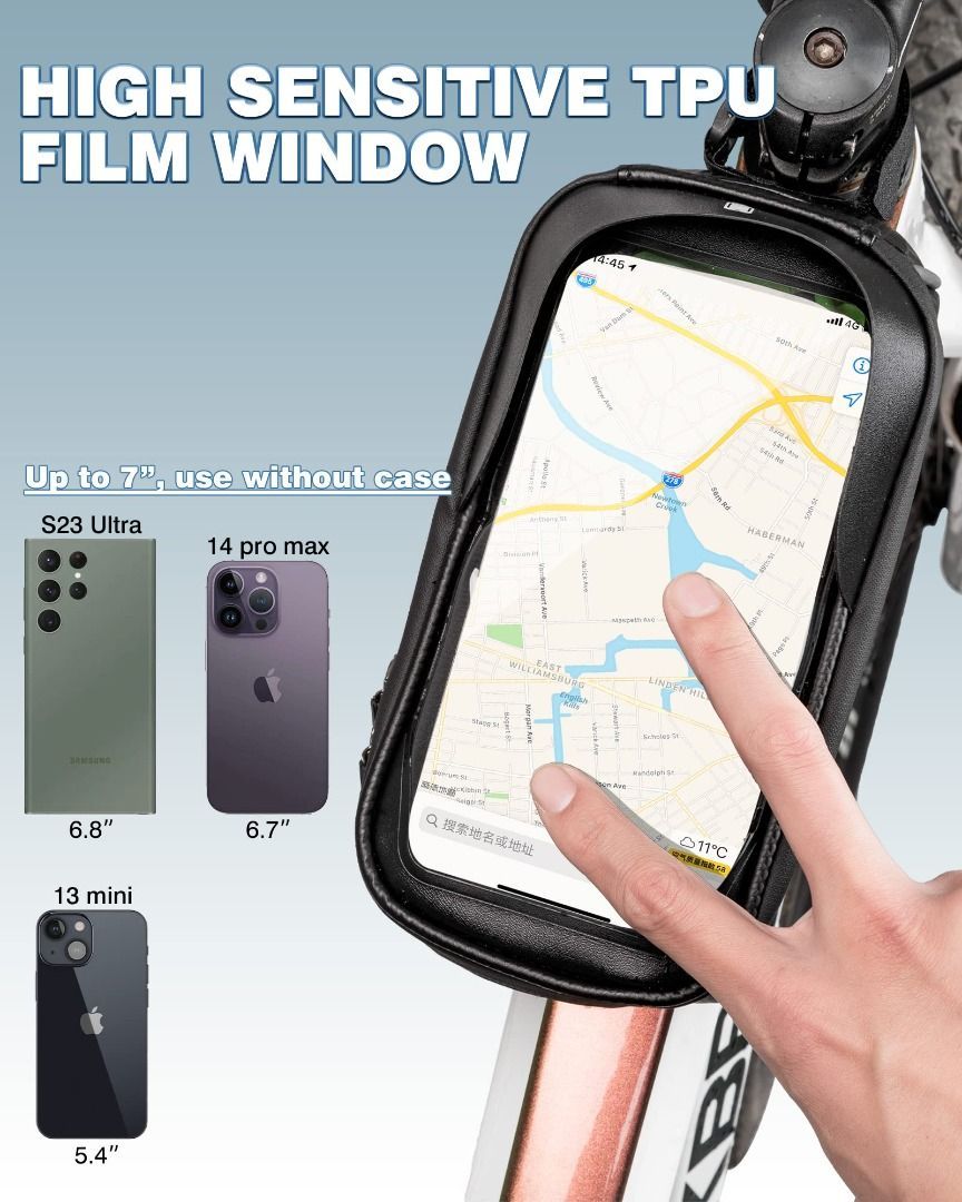 Bike phone shop bag front frame
