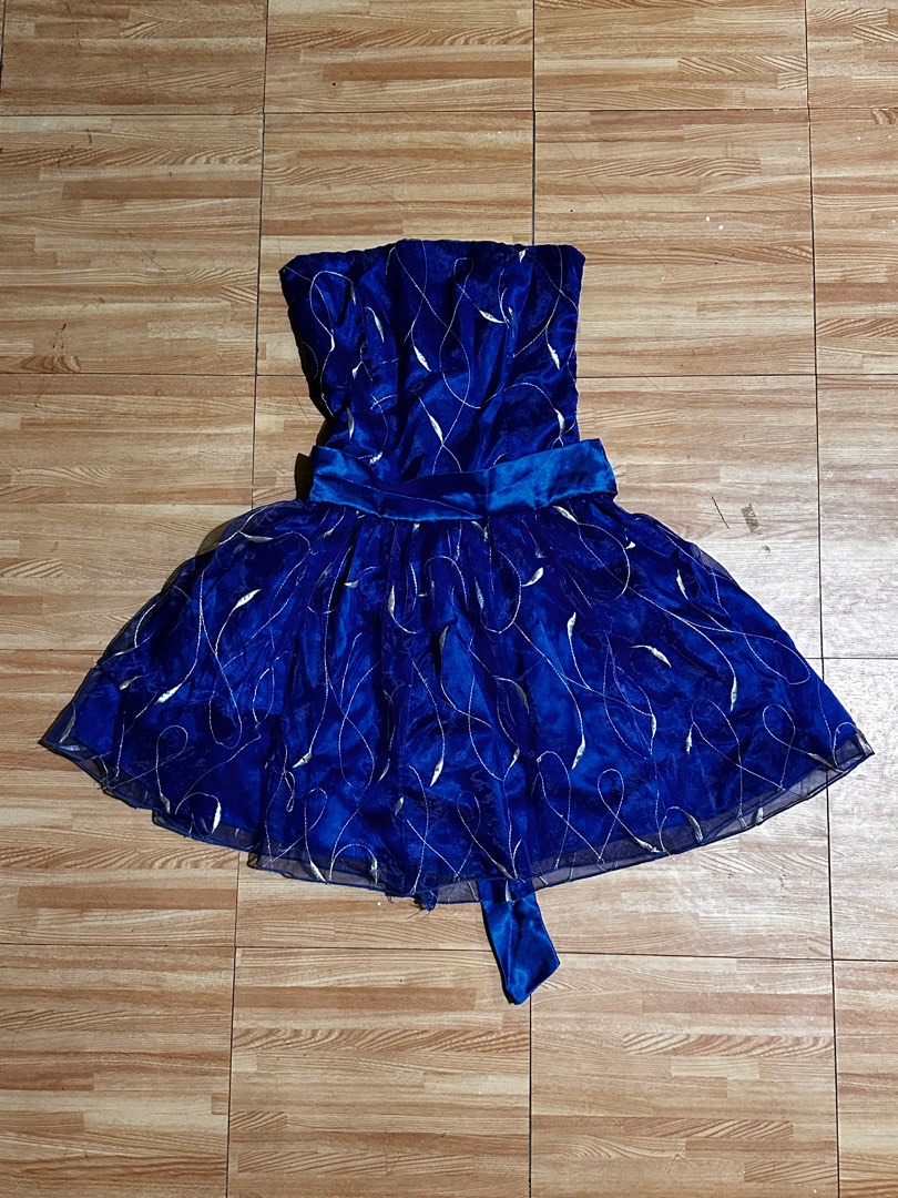 Royal Blue Plain Cocktail Gown Dress Tube Fitted, Women's Fashion