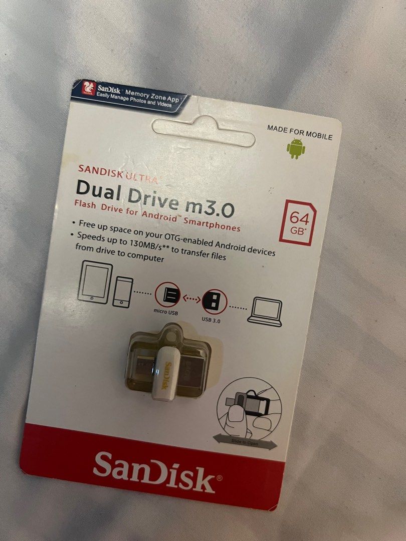 Sandisk Dual Drive USB 64GB (Category: Memory & SD Cards) located in Manila. Submitted by luckypotion13 (Listing ID 1276630471, Image 1). Description: Still new and original 😊 Can ship grab/lala/j&t.