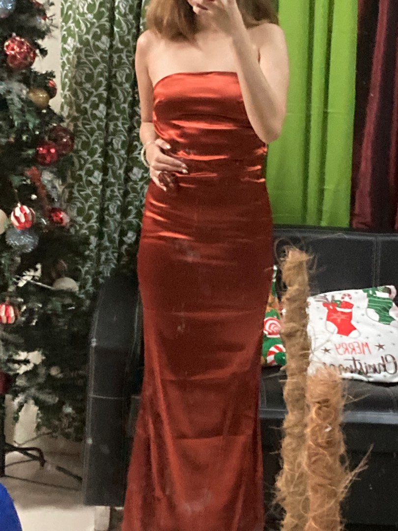 Satin maxi rust brown dress, Women's Fashion, Dresses & Sets, Dresses ...