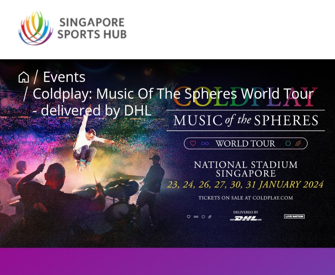 SG Coldplay Concert Ticket