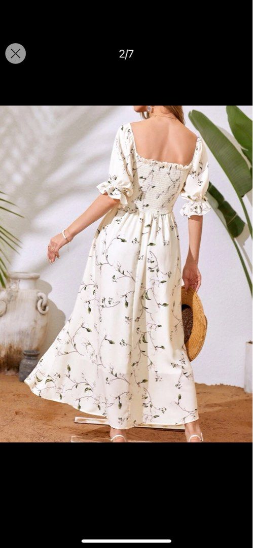 SHEIN Mulvari Plus Floral Print Butterfly Sleeve Dress