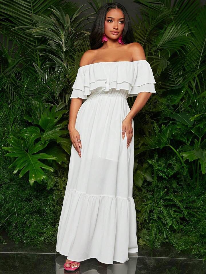Shein white maxi dress online