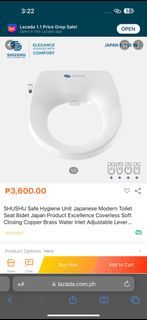 SHUSHU Safe Hygiene Unit Japanese Modern Toilet Seat Bidet Japan Product Excellence Coverless Soft Closing Copper Brass Water Inlet Adjustable Lever