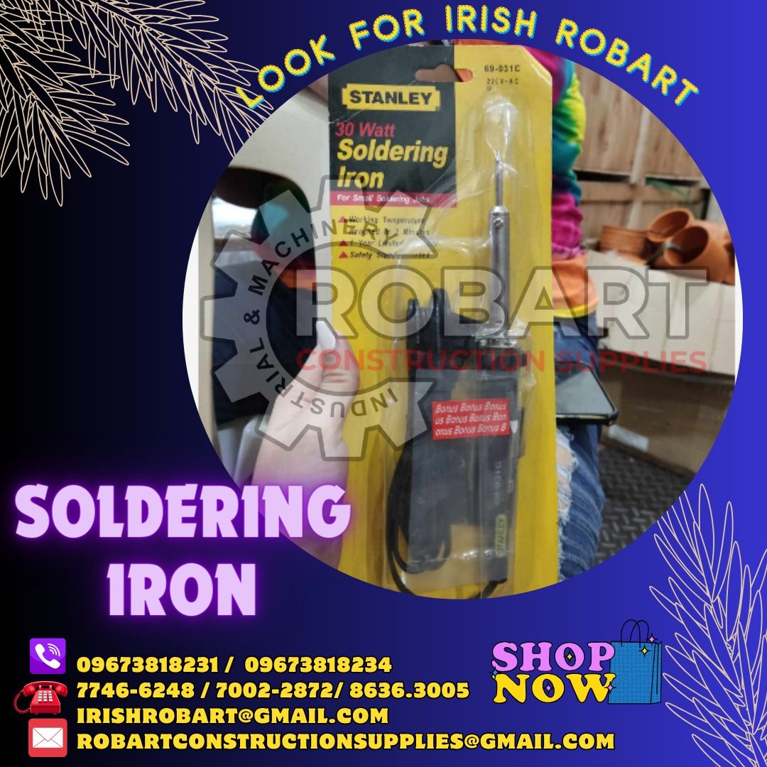 soldering iron (Category: Construction Tools & Equipment) located in Manila. Submitted by irishrobart_22 (Listing ID 1276483854, Image 1). Description: soldering iron 3o watts brand: stanley SEND US MESSAGE FOR INQUIRIES ‼️‼️ LOOK FOR IRISH ROBART VBR : 0 9 6 7 3 8 1 8 2 3 1/ 0 9 6 7 3 8 1 8 2 3 4 LANDLINE 8-6 3 6 3 0 0 5 / 7 7 4 6 -6 2 4 8 / 7 0 0 2-2 8 7 2 GMAIL: I R I S H R O B A R T @ G M A I L . C O M Office Address: 1405 Yuseco St. Sta Cruz