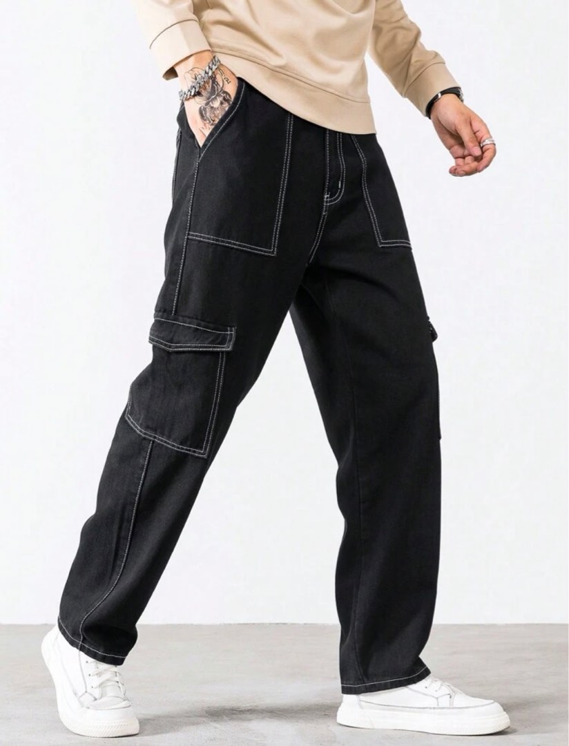 Stitched Cargo Jeans Men s Fashion Bottoms Jeans on Carousell