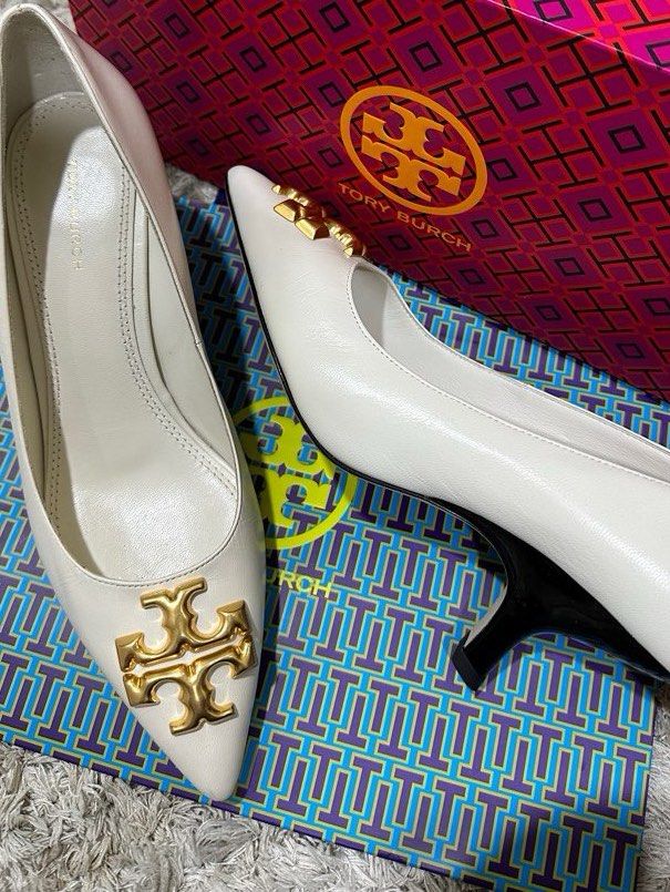 Tory burch white heels shop