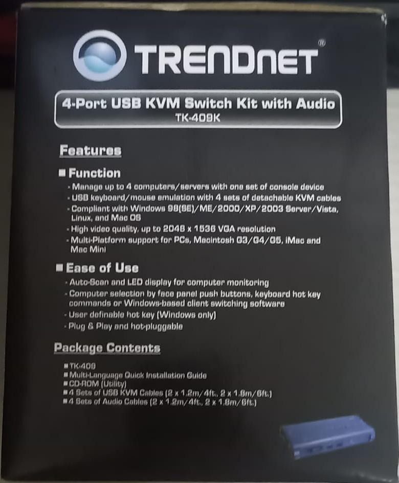 TRENDnet 4-Port USB KVM Switch and Cable Kit with Audio, Manage 4 ...