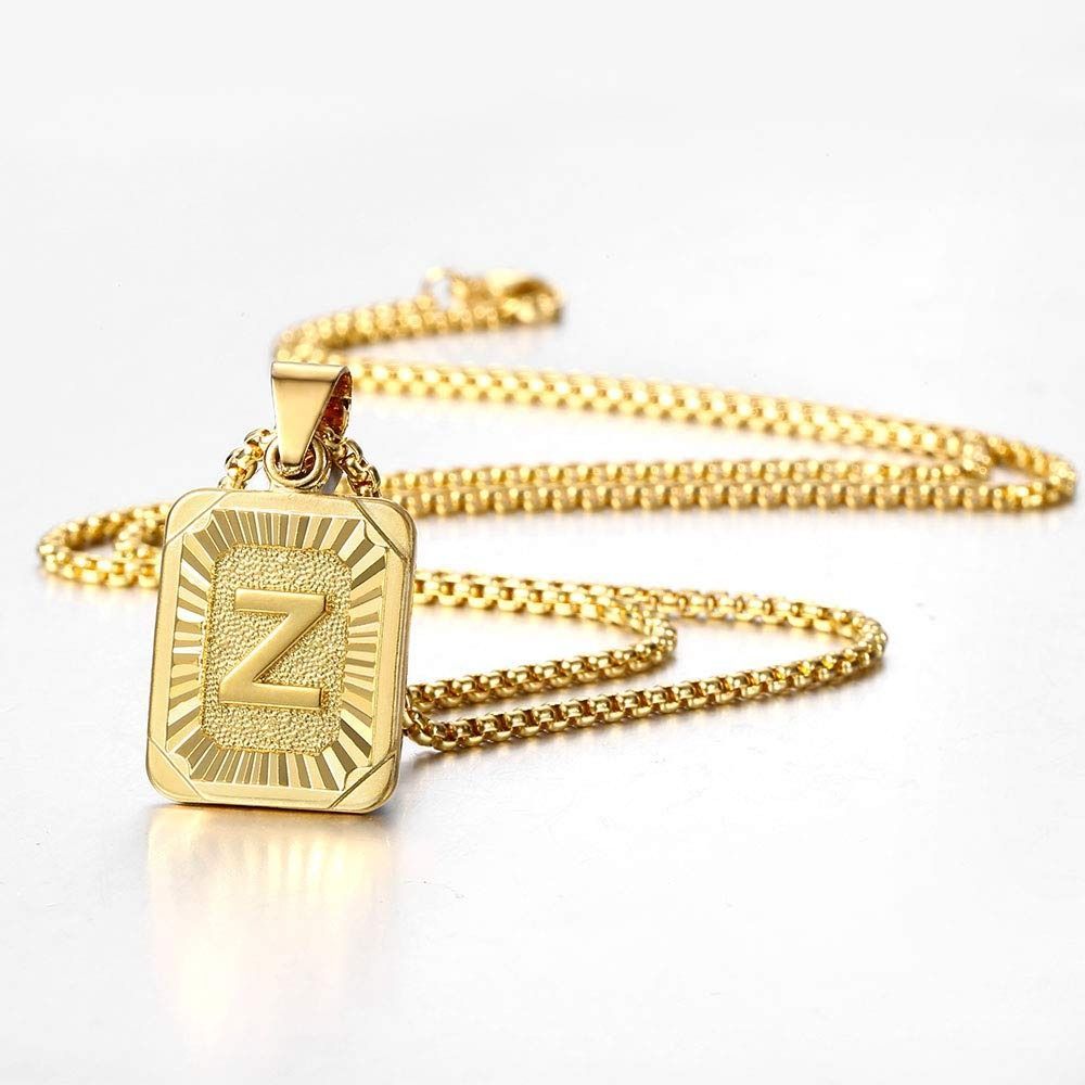 Mens gold necklace with initials sale