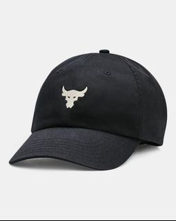 Under Armour Project Rock Training Baseball Cap Black White Hat Free Size Medium Brand New w Tags Plastic