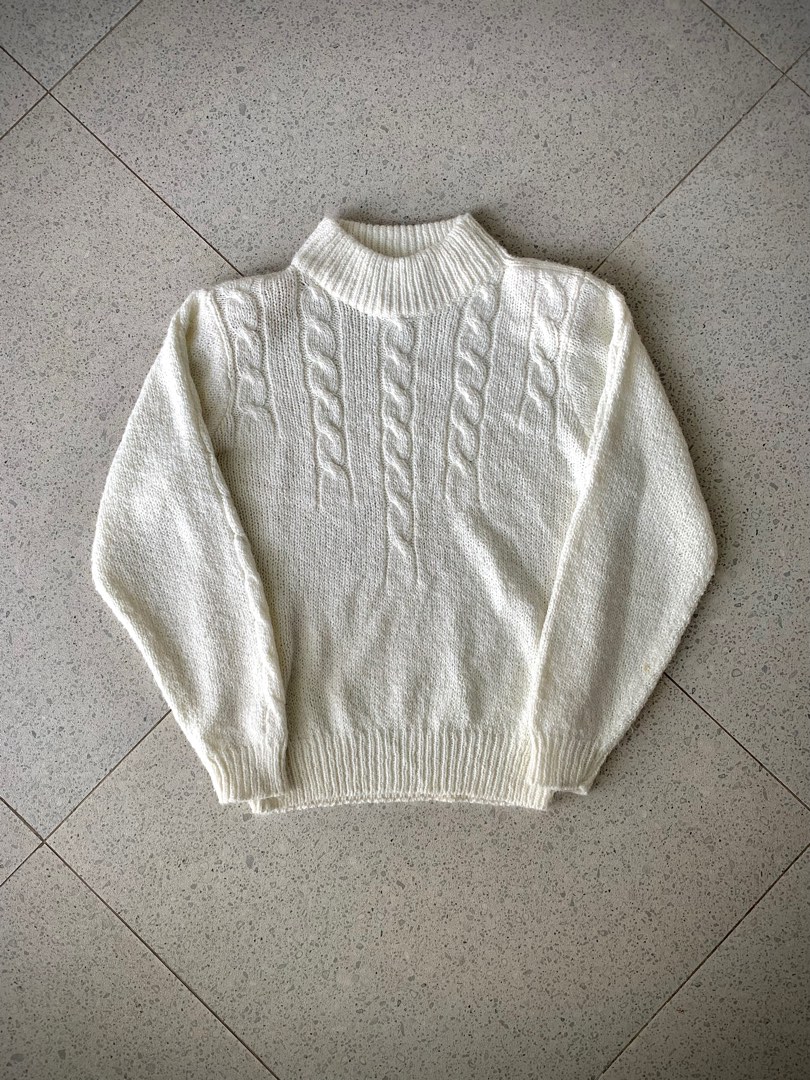 Vintage Cable Knit Turtle Neck Sweater, Women's Fashion, Coats, Jackets ...