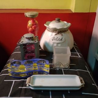 Vintage Home Decors | Cookie Jar, candle holders, vase | Glass Ceramic Decor