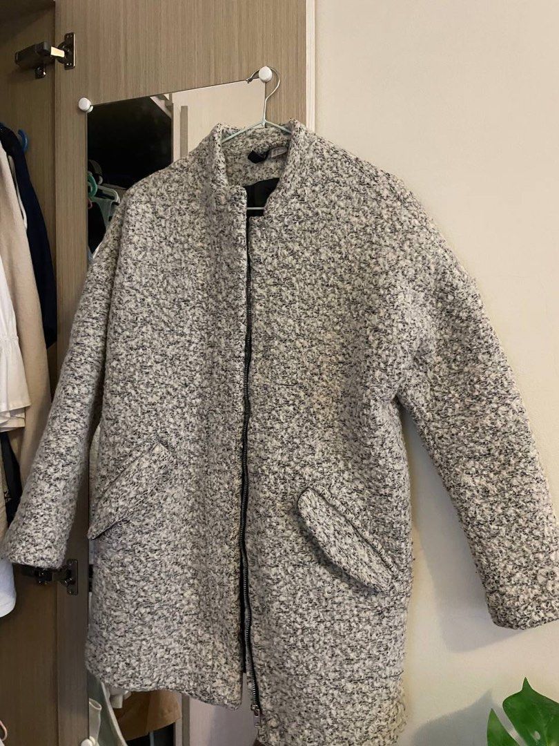White fleece winter coat jacket