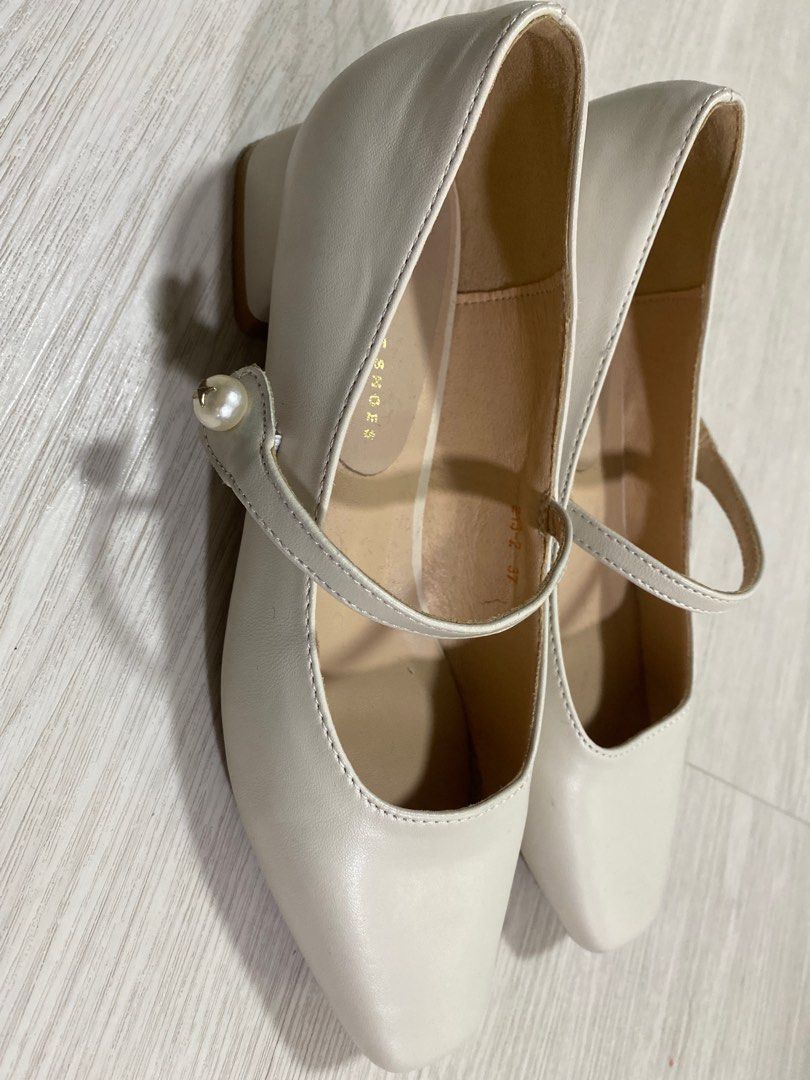 White Low Heel Mary Jane