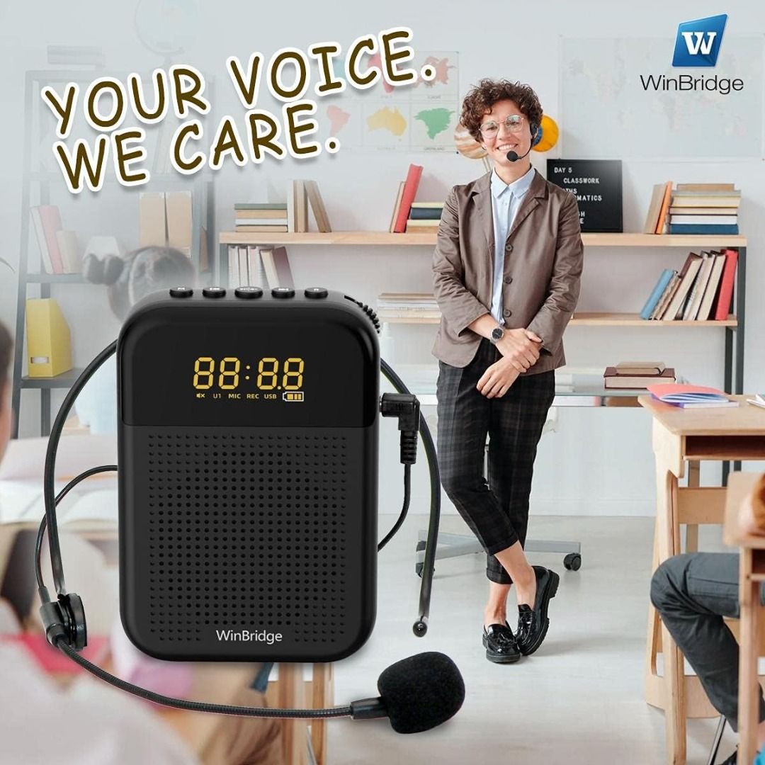 WinBridge Voice Amplifier Portable Speaker with Wired Microphone Headset 16W | 2500mAh Larger Capacity Mini Pa System Support Bluetooth | Record | Mute | LED Display for Teachers S209 APJC078263150002522243113