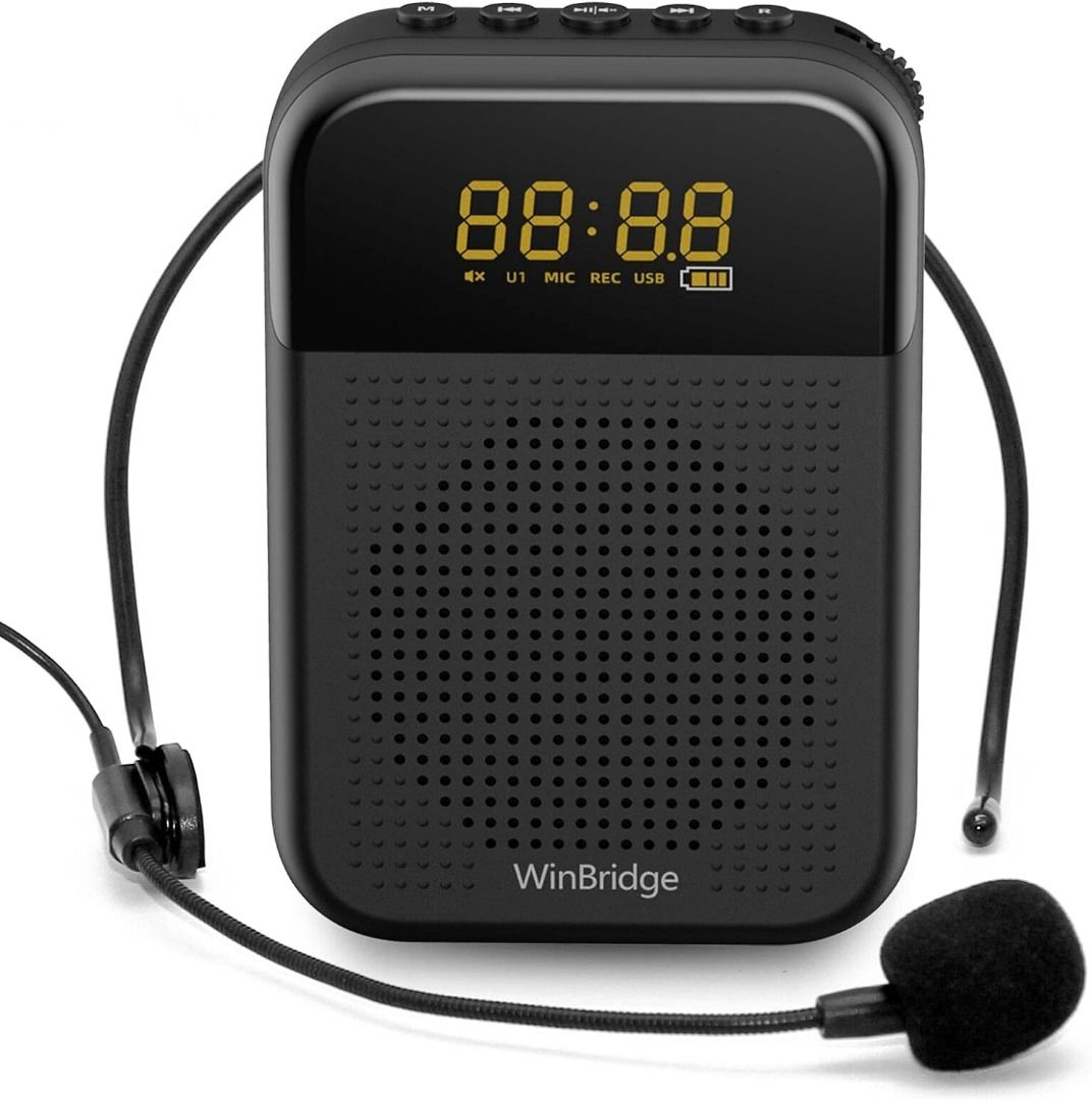 WinBridge Voice Amplifier Portable Speaker with Wired Microphone Headset 16W | 2500mAh Larger Capacity Mini Pa System Support Bluetooth | Record | Mute | LED Display for Teachers S209 APJC078263150002522243110