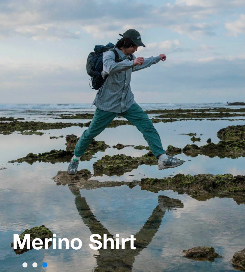 山と道 Merino shirt Grey × Blue Stripe S 山と道 Merino shirt Grey × Blue Stripe S