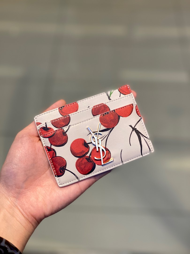 Ysl cherry shop card holder