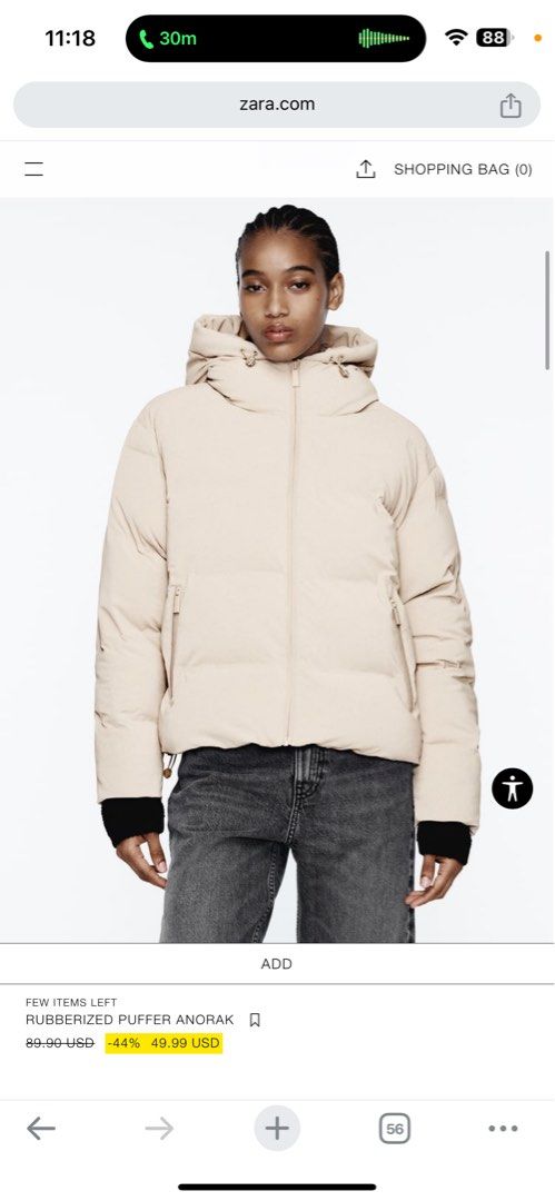 Zara discount beige puffer