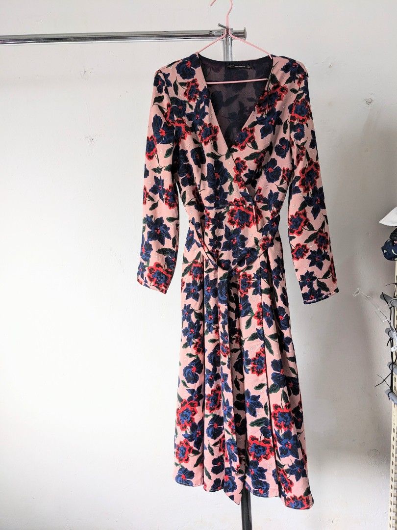 Zara floral wrap new arrivals dress