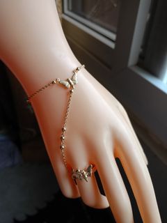 10k butterfly bracelet with ring connected