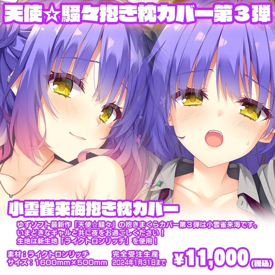 大人も着やすいシンプルファッション ゆずソフト 天使☆騒々 RE-BOOT! 小雲雀来海 抱き枕カバー 枕