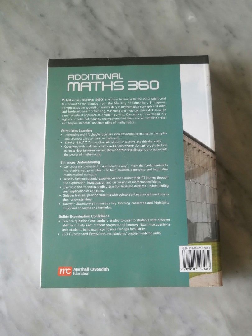 ADDITIONAL MATHS 360 (Category: Textbooks) located in Singapore. Submitted by saltypear (Listing ID 1276867639, Image 2). Description: -Never used. Like new. -Price negotiable - For secondary students taking o levels -postage +$2.