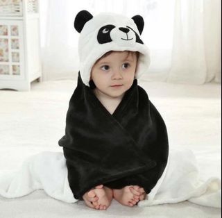 Baby  hood  Blanket/towel panda black