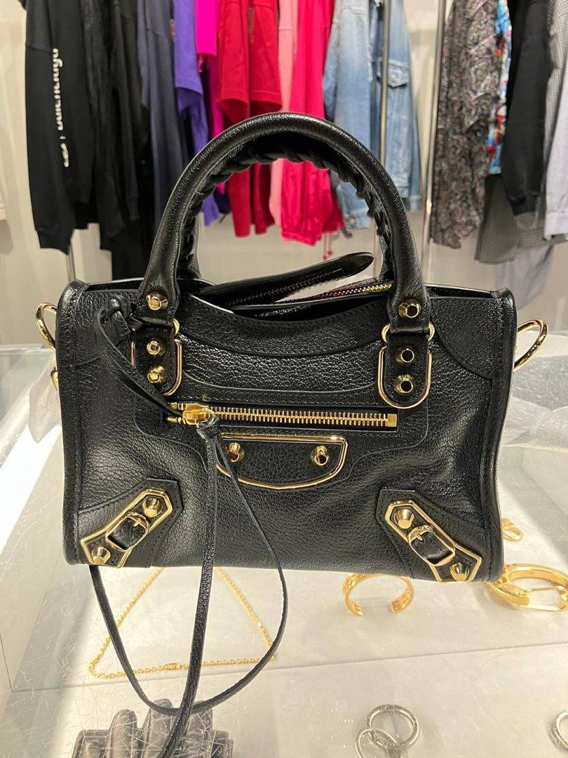 Balenciaga mini city black gold clearance