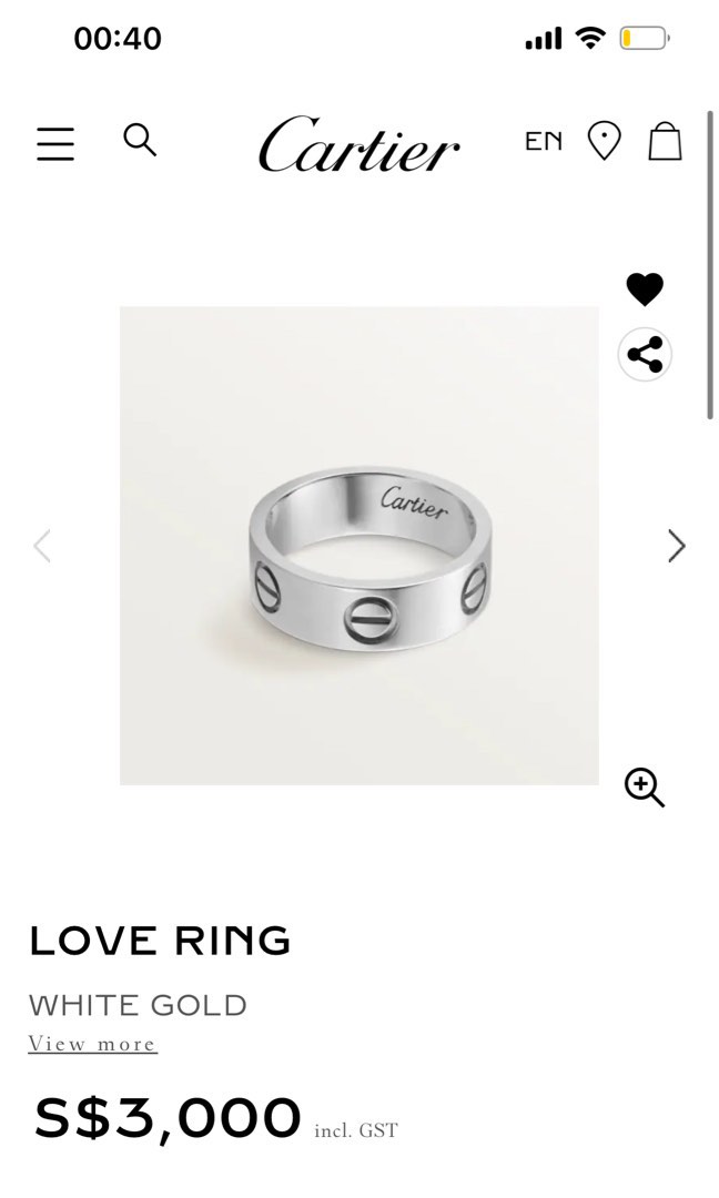Cartier love top ring black