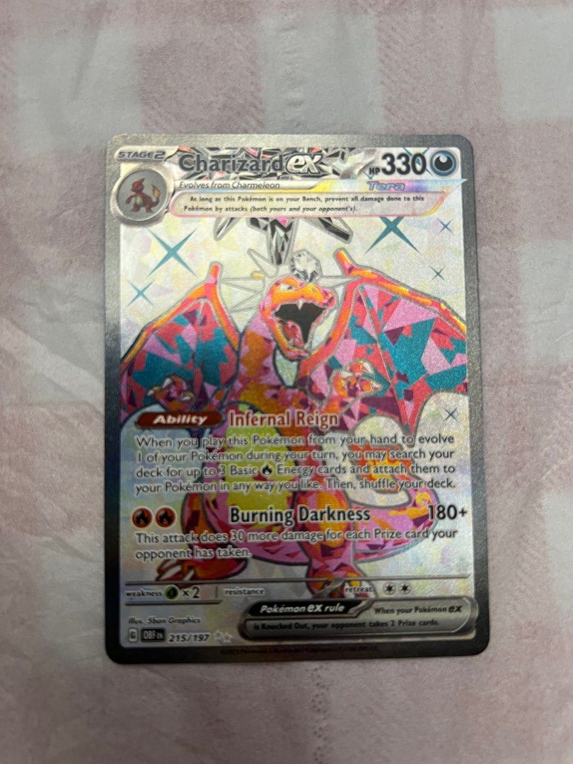 pokemon card 215 197 TCG: Charizard ex 215/197 Obsidian Flames Holo Full Art NM  TheCardGuysLLC proof acrylic case and featuring a striking image of the captivating character Is my Charizard ex 215/197