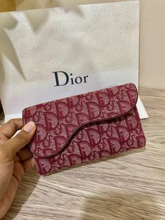 CHRISTIAN DIOR Monogram Saddle Wallet Burgundy