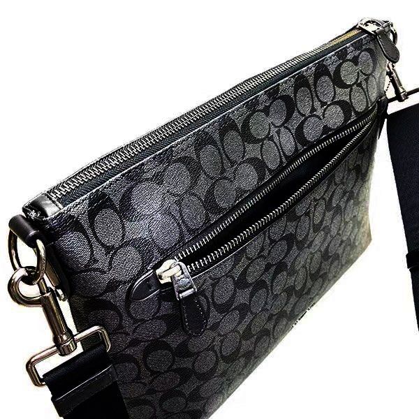 Coach Graham Soft Messenger In Signature Canvas F78722 Charcoal Black