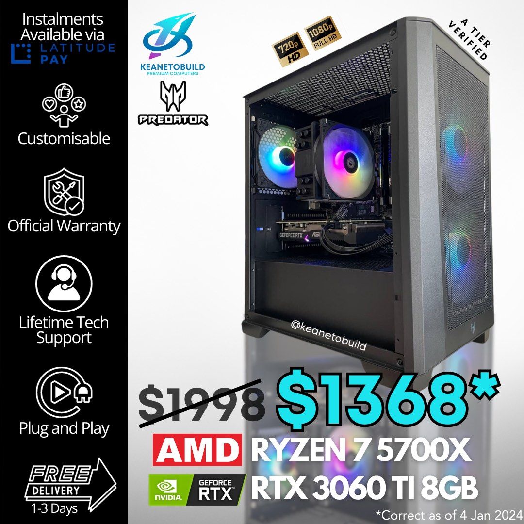 PC Gamer Ryzen 7 5700X + Watercooling - RTX 4060 8GO GAMING X