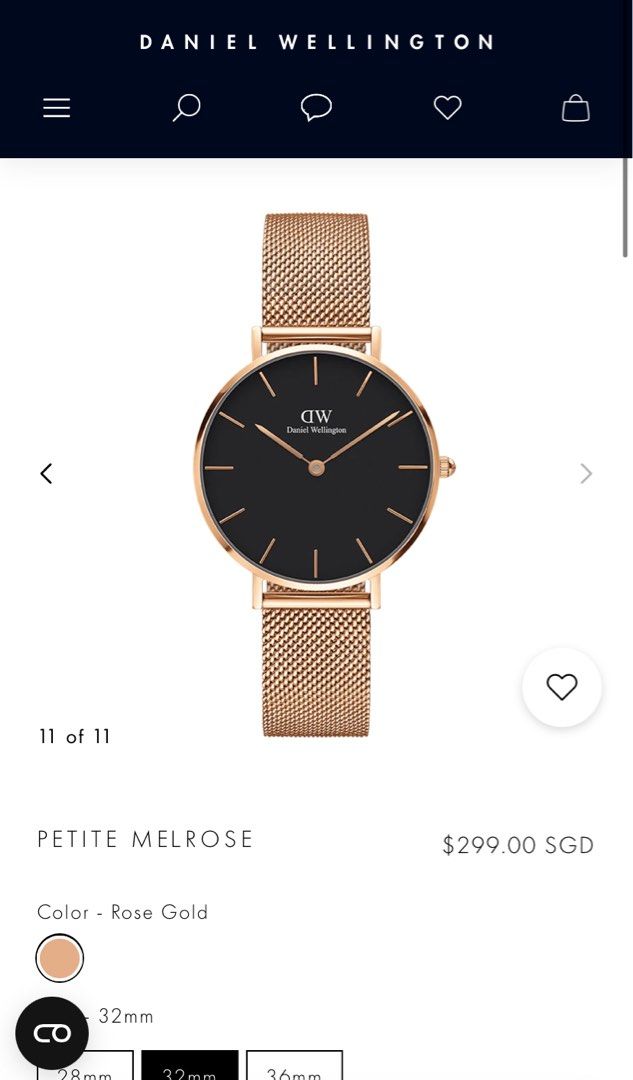 Daniel Wellington 32mm Rose Gold Petite Melrose Sheffield strap