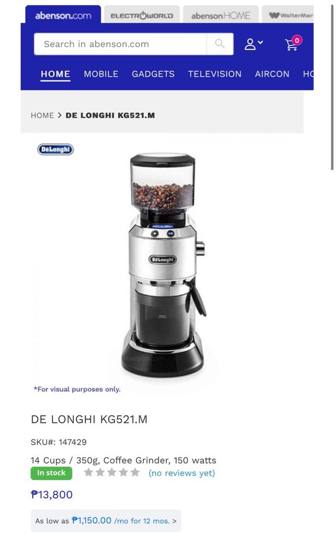 Delonghi Coffee Grinder (Category: Coffee Machines & Makers) located in Mandaluyong City. Submitted by shopdencloset (Listing ID 1276941516, Image 3). Description: - Never been unboxed and used - won as raffle in Christmas Party - NO warranty RFS: not a coffee lover 🫣 hindi ko magagamit.