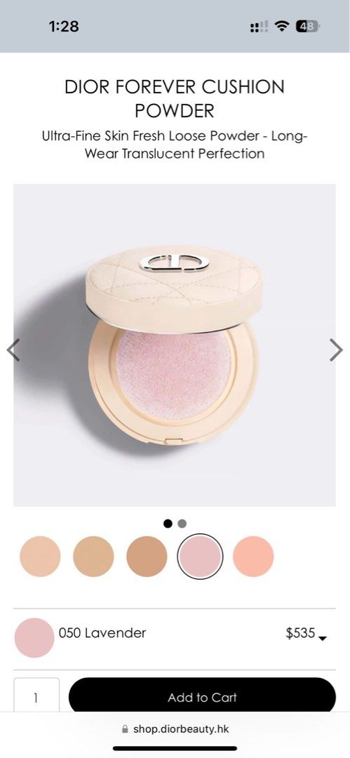 dior forever cushion loose powder lavender