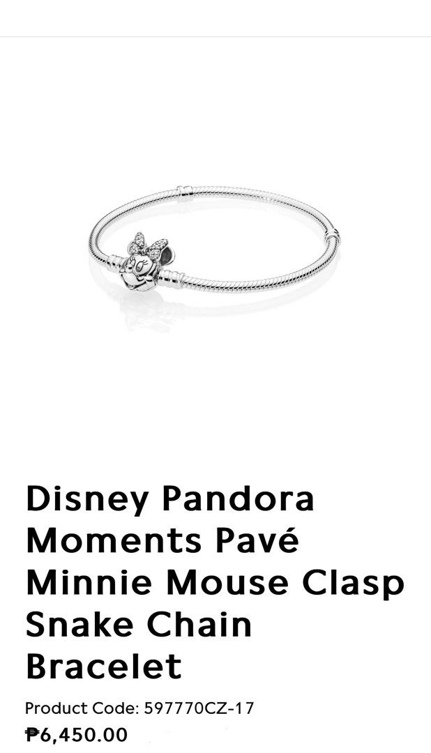 Disney pandora moments pavé minnie mouse clasp snake sales chain bracelet