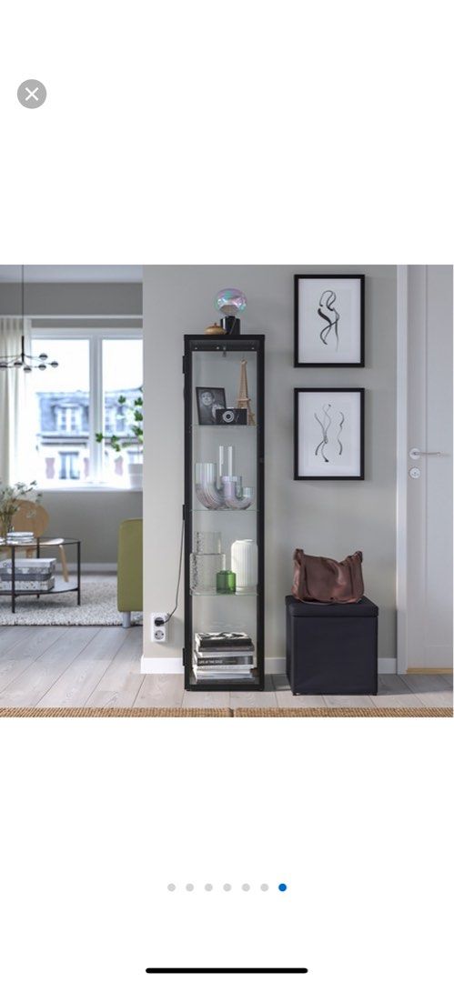 Display cabinet display shelves BLALIDEN Glass-door cabinet Black ...