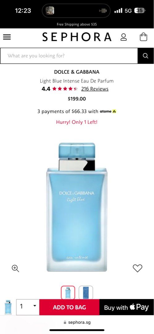 Sephora dolce gabbana light blue intense store