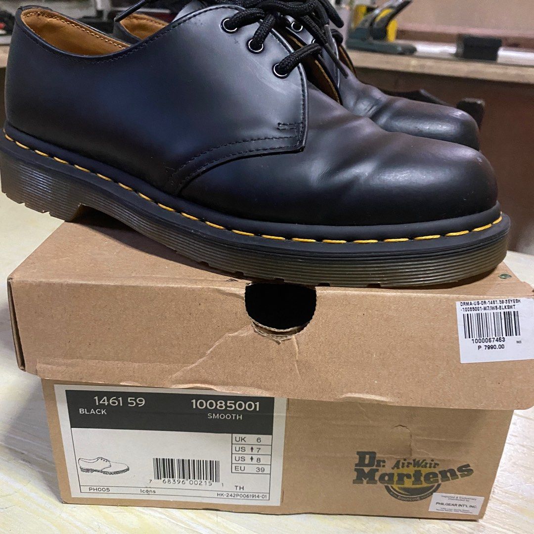 Dr Martens 1461 59 Classic 3 Eye Shoes Black Smooth Men s Fashion